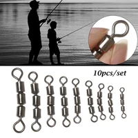 10pcs durable lightweight portable high quality bearing quick connect rolling triple safe fishing swivels