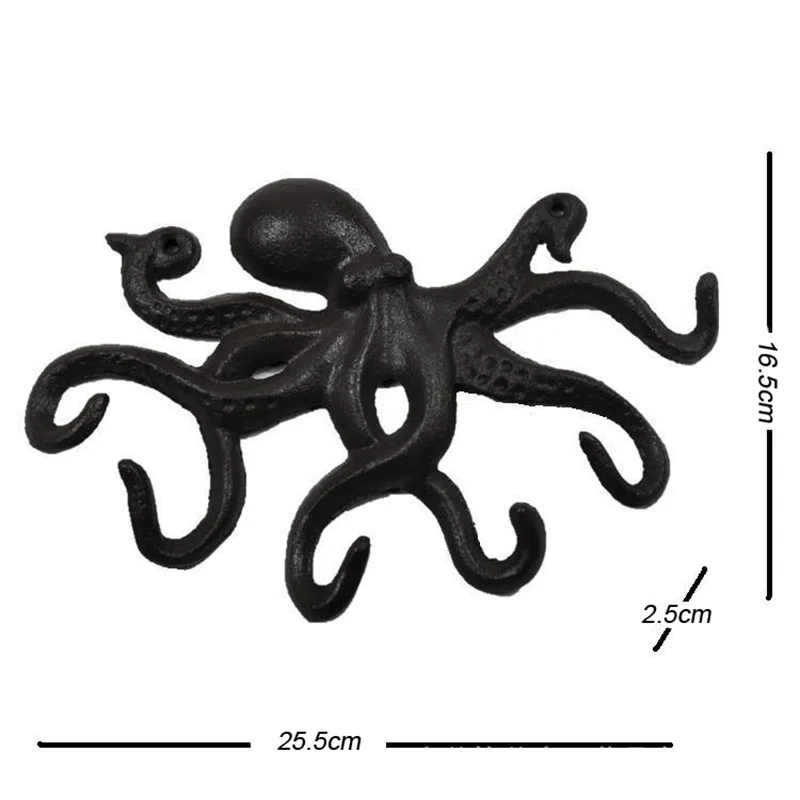 

Чугунный декоративный крючок-Осьминог для пальто, настенный морской держатель для полотенец, рустикальная металлическая вешалка для одежд...