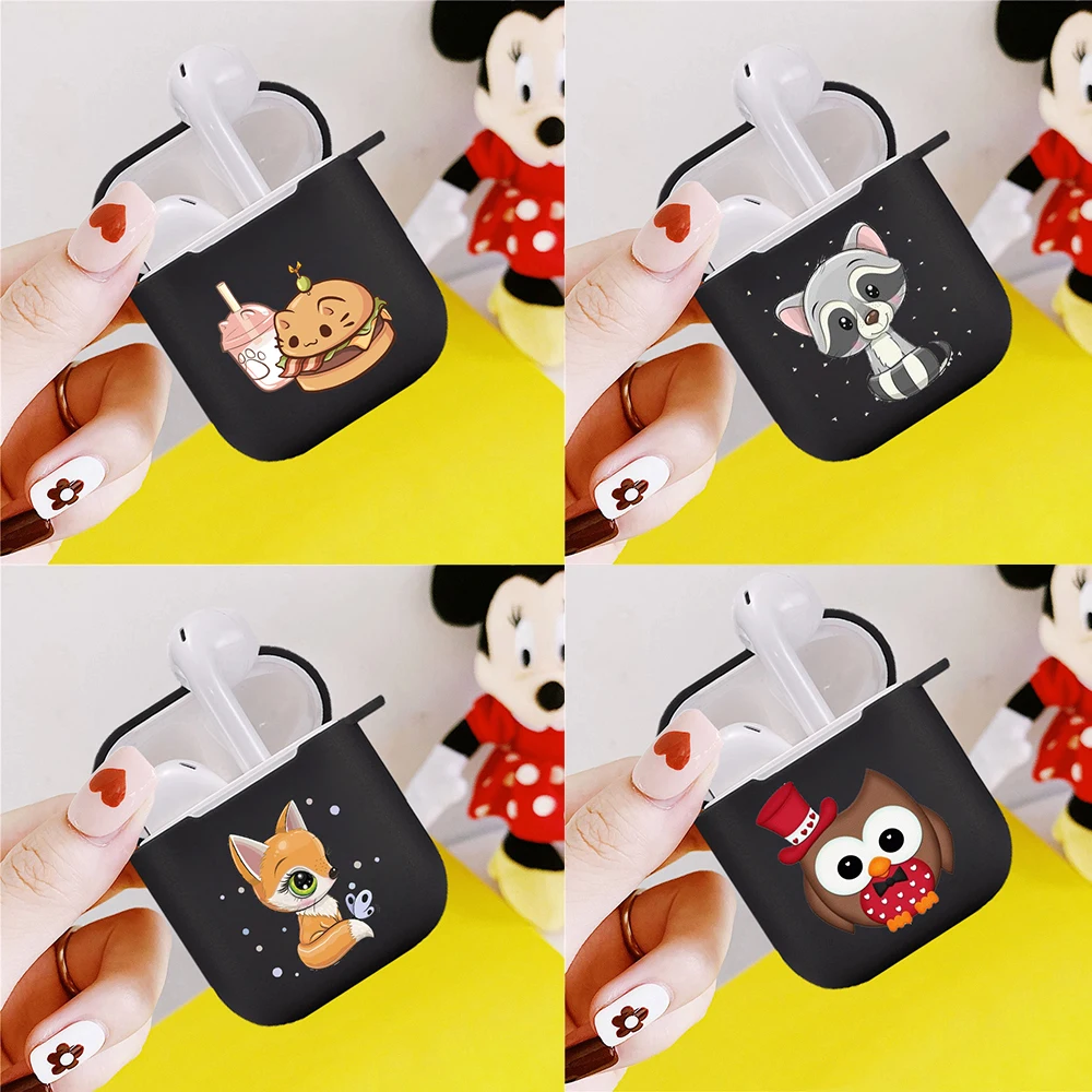 

2021 Silicone cover for Airpods 1/2 Earphone Cartoon animal cute funny owl soft Fundas Airpods Case Air Pods Charging Box Bags