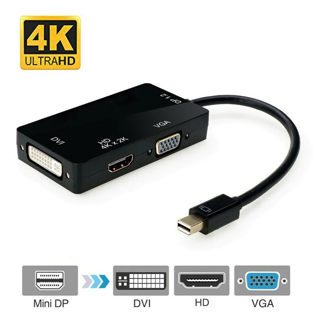 

Mini Displayport to HDMI-Compatible VGA DVI Video Converter Mini DP V1.2 to 4K HDMI-Compatible Cable Projector Adapter