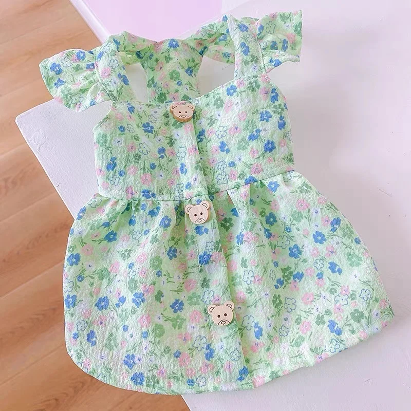 Платье с цветочным принтом для домашних животных одежда собаки юбка в