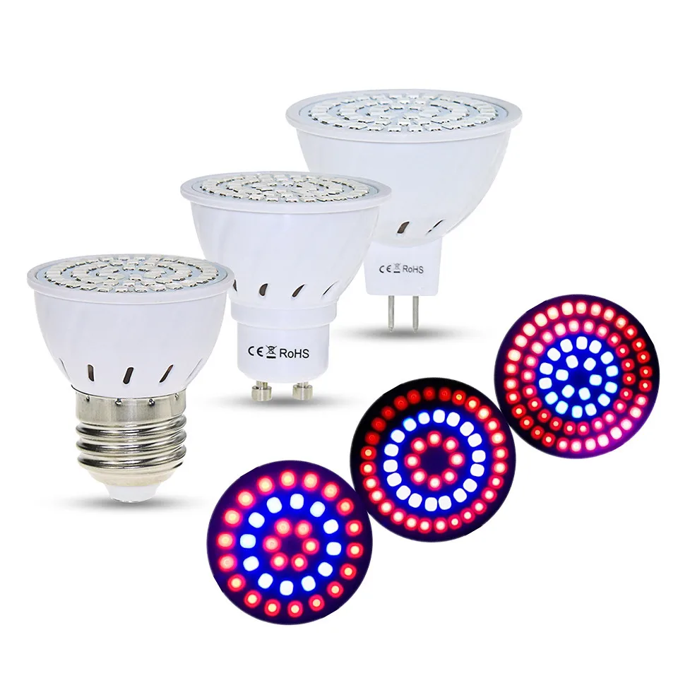 Светодиодсветильник лампа полного спектра для выращивания растений 54/72 в E27 MR16 GU10