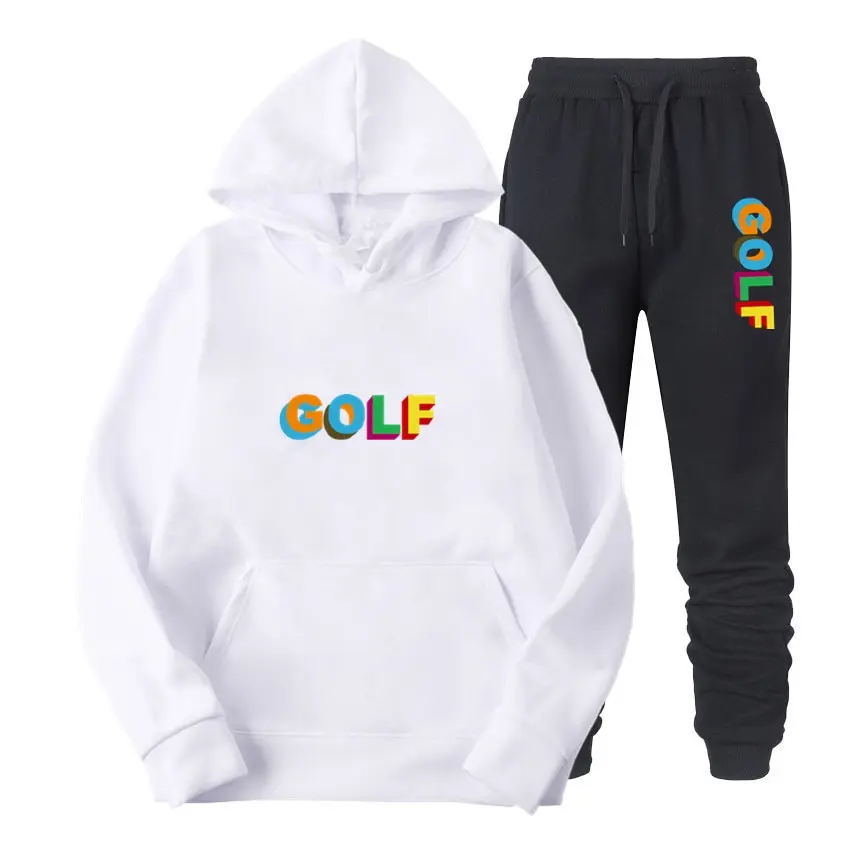 

Latest Men Sets Hoodies + Pants Golf Letter Printed Tracksuit Sweatshirt Sweatpants Homme Pullover 3XL Winter Sporting Suit Male