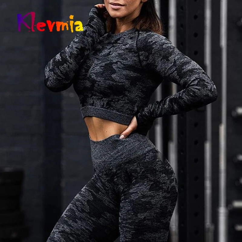 Бесшовный топ с длинным рукавом для йоги фитнеса гимнастический укороченный