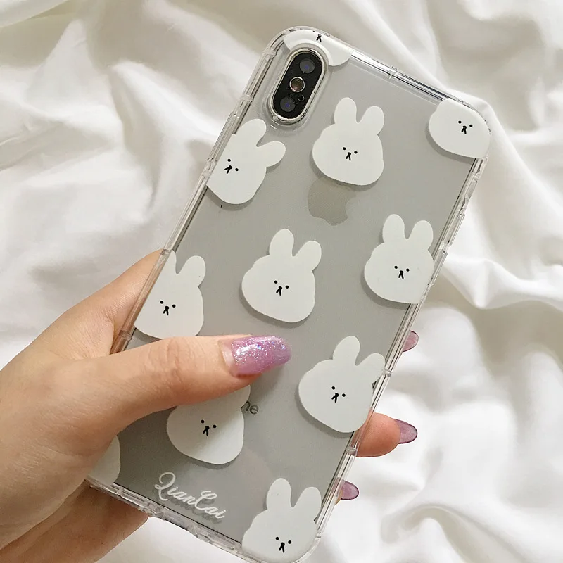 

Airbag multiple cute rabbit mobile phone case for iPhone11 Pro Max X XR XSMax 8 7PluS silicone anti-fall protective back cover