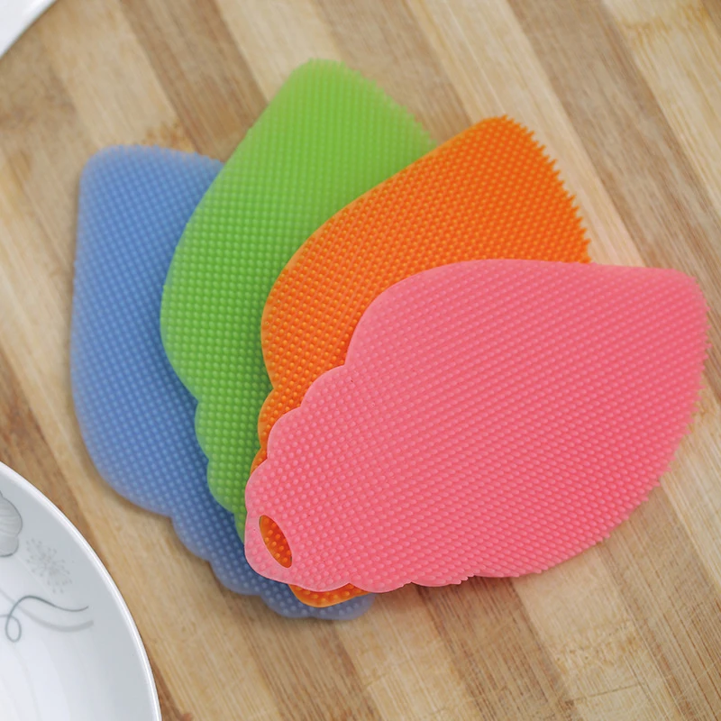 Силиконовая Чистящая Щетка в форме листа скребок для мытья посуды чистящие
