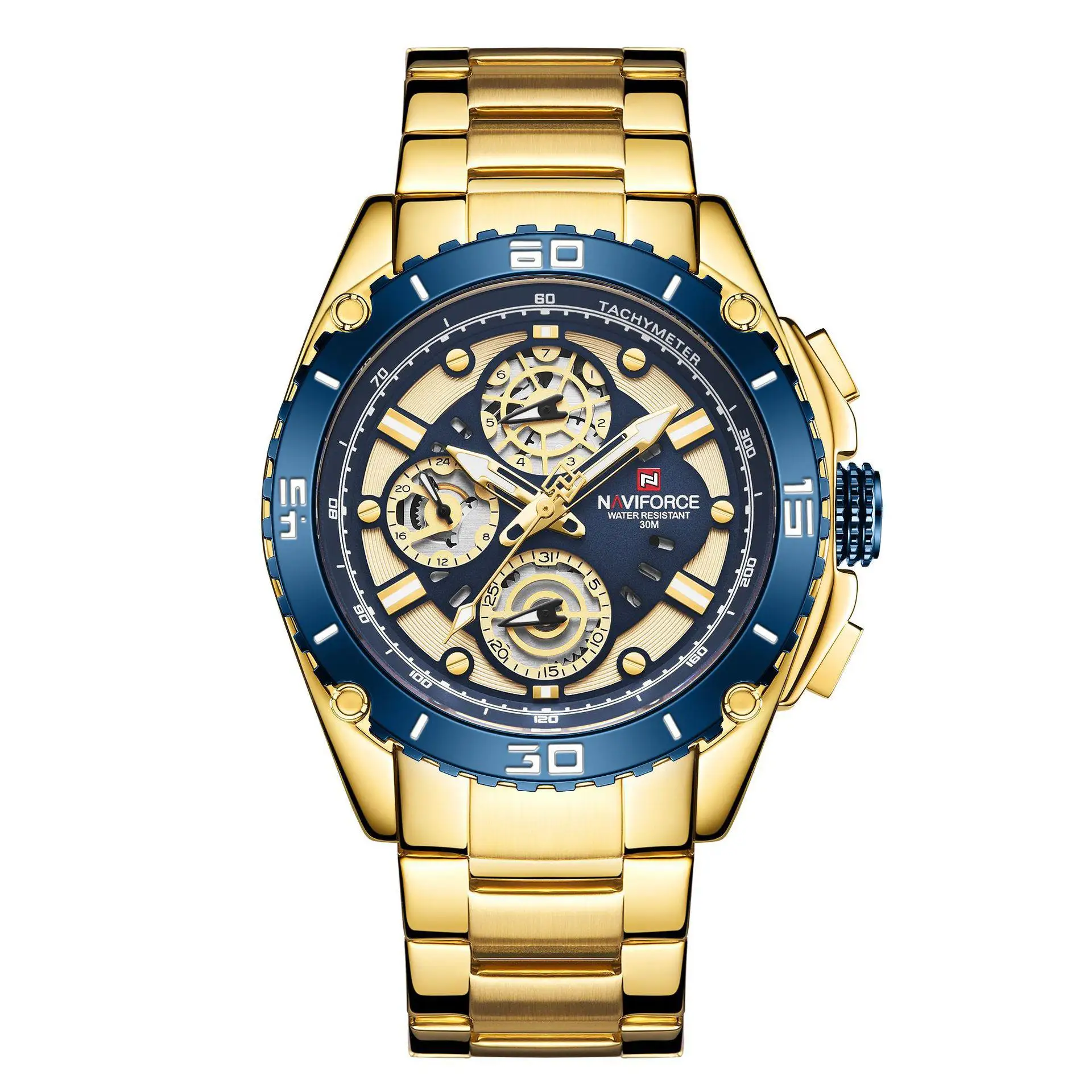 

watch creative student men's watch business casual quartz watch waterproof three-eye six-pin steel band watch fashion men's watc