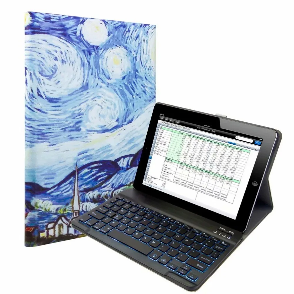 Мультяшный чехол из ткани с 7 подсветкой светильник-клавиатура для Apple IPad 9,7 Air 1 2 Pro 9,7 планшет Bluetooth клавиатура чехол