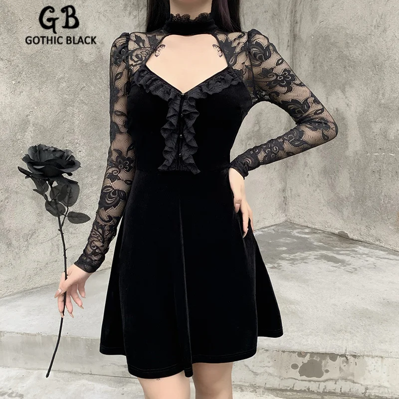 Женское винтажное облегающее мини-платье Gothblack черное платье в готическом стиле