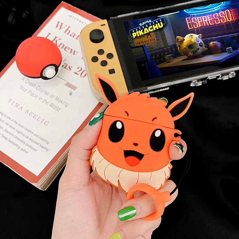 3D Япония милый мультяшный Покемон Eevee Eievui корпусы гарнитурные для Apple Airpods 1/2 силиконовый защитный чехол для наушников Аксессуары