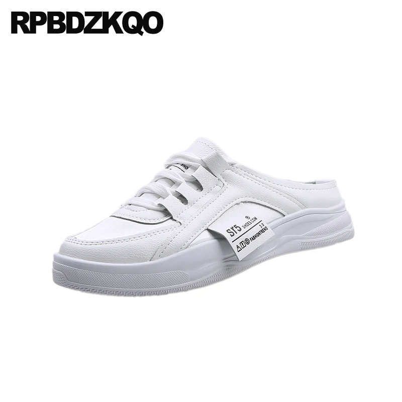 Круглый носок со шнуровкой женские сандалии шлепанцы белая спортивная обувь