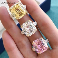 sparkling 925 sterling silver 1315mm simulated topaz pink quartz high carbon diamond wedding party big gemstone ring for women