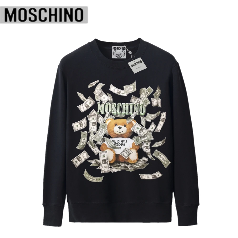

2021 Autumn Cotton Moschino Sweatshirts Pin Bear Print Cotton Hoodies Pullovers Couples Pure cotton Kawaii Long Sleeve