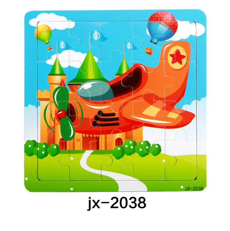 jx-2038 Детские игрушки деревянные 3d головоломки мультфильм животных интеллект Дети образовательный мозговой тизер детская танграмма формы обучающий пазл игрушка - Цвет: jx-2038