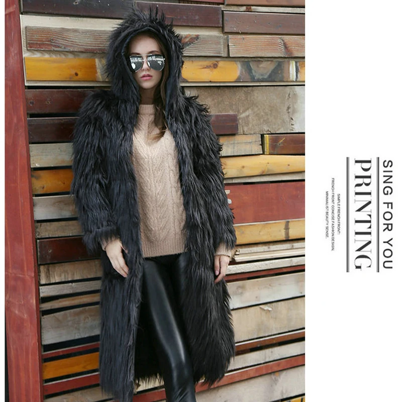 Осенне зимнее новое пальто из искусственного меха темно зеленое лисы Женское