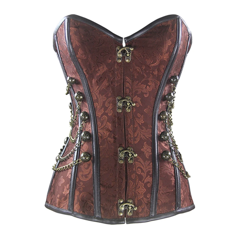 Women's Steampunk Corset Top 12 Steel Boned Brocade Overbust  Hourglass Gothic Corsets and Bustiers Body Shaper wear S-6XL