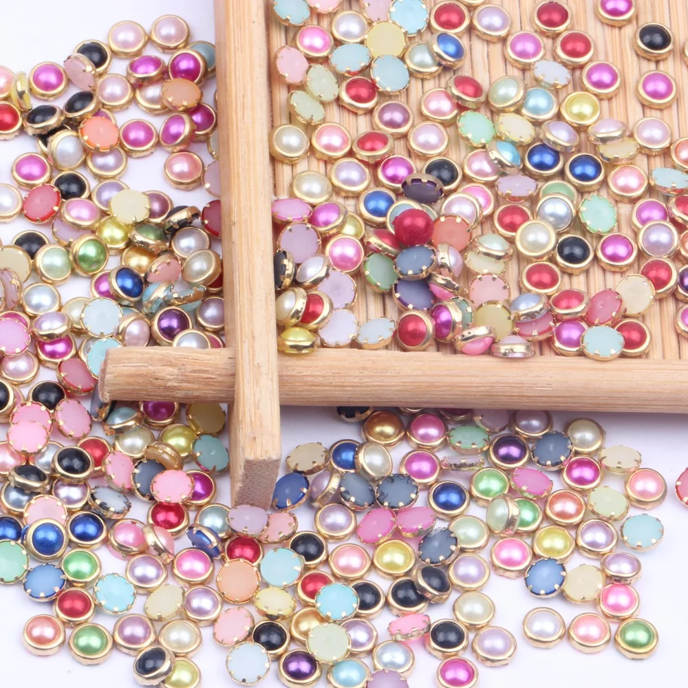

100PC 4MM Semicircle Pearl Flat Bottom Diamond DIY Nail Craft Supplies Phone Shell Patch Decorate Clothes Loose Bead Accessories