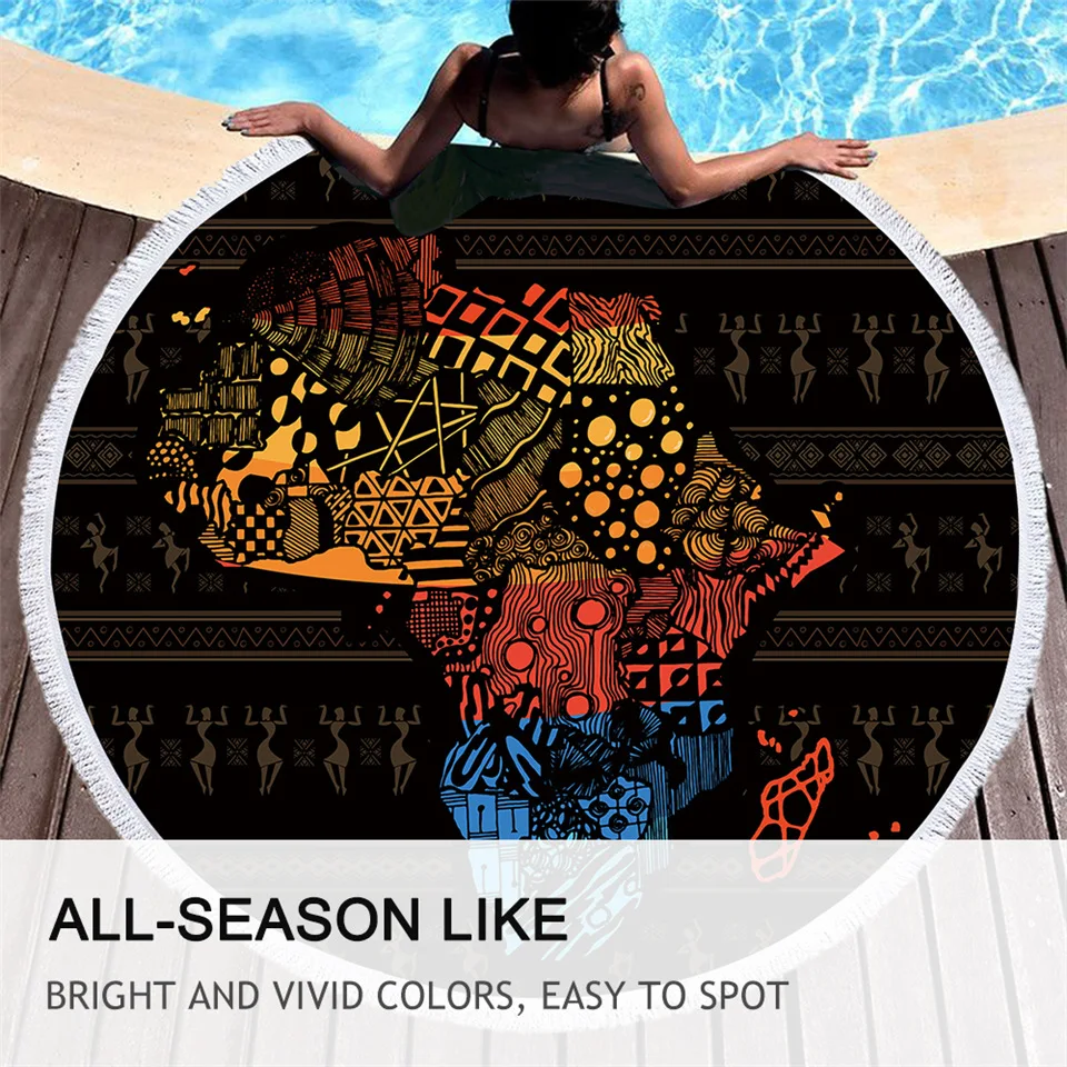 Постельное белье Африканская Карта круглое пляжное полотенце Геометрическая