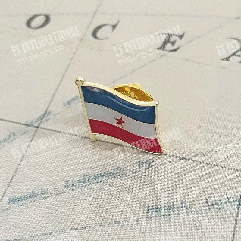 Yugoslavia National Flag Lapel Pins Crystal Epoxy Metal Enamel Badge Paint Brooch Souvenir Suit Personality Commemorative | Дом и сад