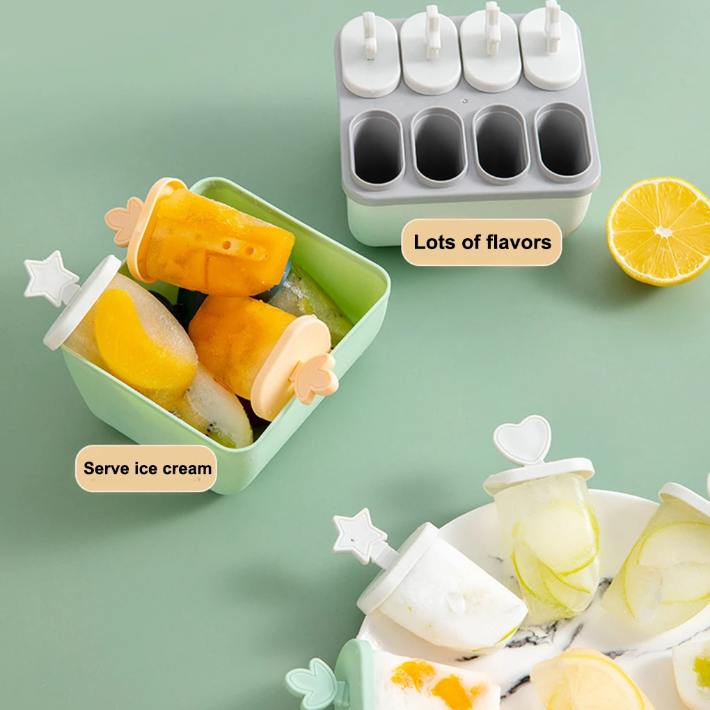

8 Cells Ice Cream Mold Homemade Ice Cream Popsicle Mold DIY PP Plastic Ice Cream Mould Summer Dessert Maker Home Kitchen Tool