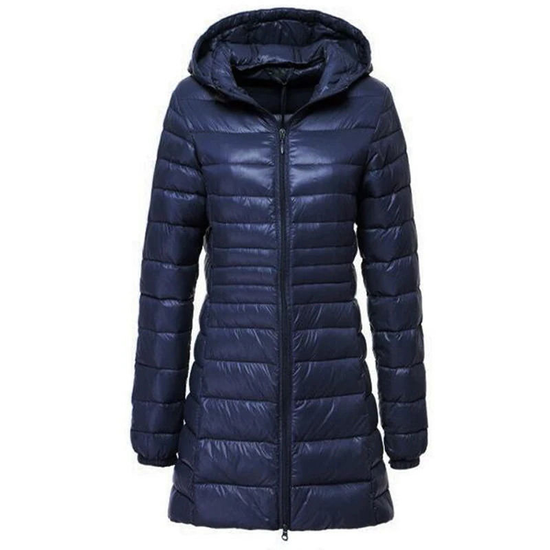 

Plus Size 7XL Women Long Down Coat Winter Warm Coat Ultra Light Slim Long Cut Hooded Outwear Jacket 12 Colors Coat Streetwear