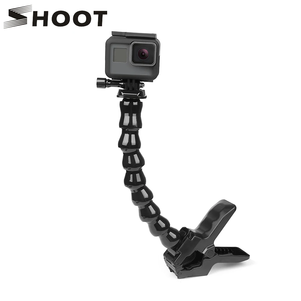 Съемка 24 см гусиная шея Регулировка Челюсти Гибкий зажим Крепление для GoPro Hero 9 8 7