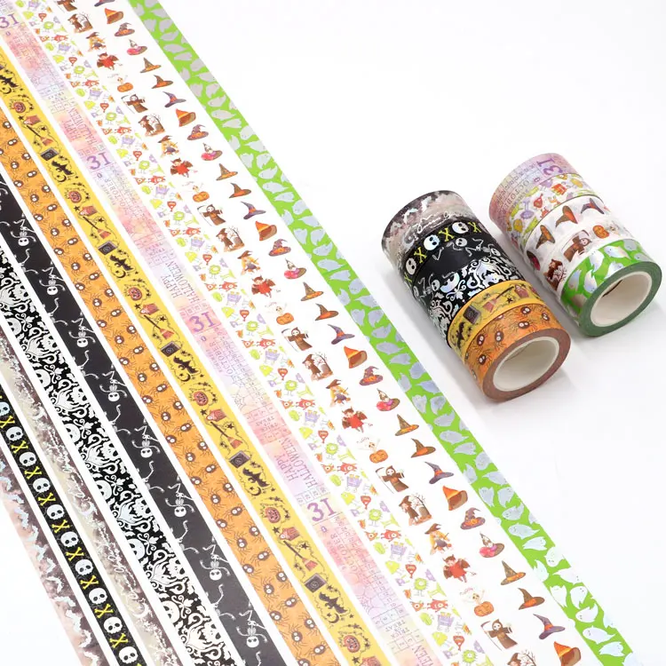 Halloween Foil Washi Tape Bat skeleton Adhesive Tape DIY Scrapbooking Sticker Label Masking tape images - 6