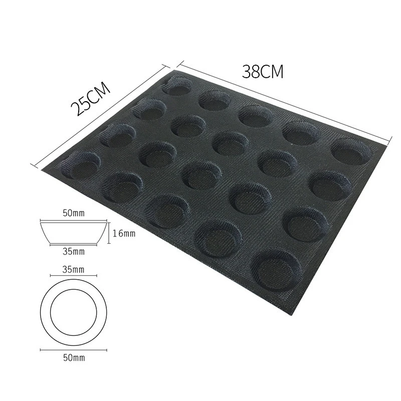 Molde de silicona de 20 agujeros para pasteles, Mini Pizza, modelo redondo, pan, hamburguesa, bandeja antiadherente para hornear, herramienta CNIM caliente-1