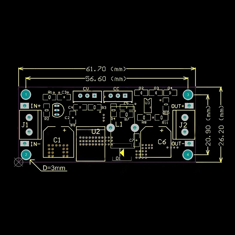 1 шт. прочный понижающий модуль постоянного тока стабилизатор для зарядного
