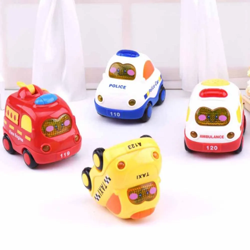 

4 Pcs Cartoon Baby Car Sound and Light Inertia Small Car(Mixed)