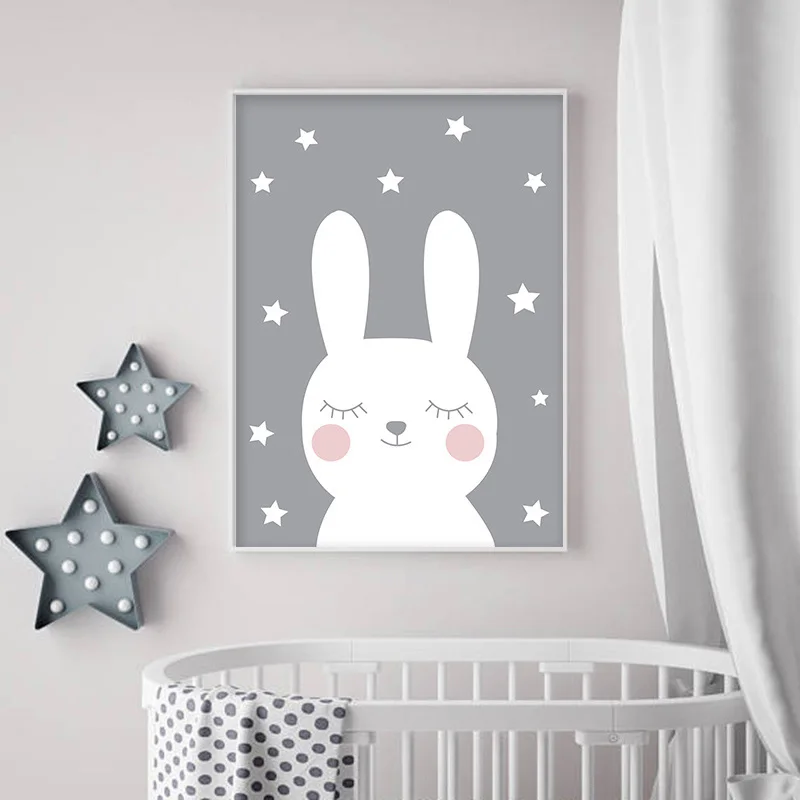 Кролик Сердце детская настенная Картина на холсте Мультяшные плакаты и принты