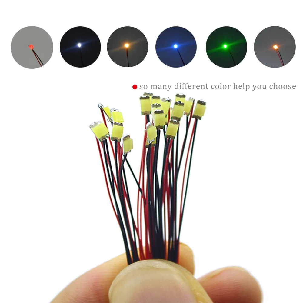 0402 SMD Led Lamp Models Train Pre-soldered Micro Litz Wired LED Leads 3V  With 0.28 Wires 20cm