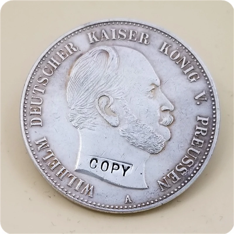 1875 копия монет Вильгельма I из немецких штатов (Пруссия) 5 Mark
