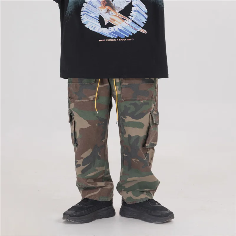 

Men Jeans Pants Men's Clothing Denim Trousers Hiphop Overalls Wide Cargo Black White Blue Patchwork Hole Jeans Off Designer