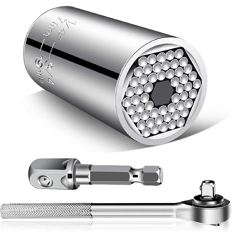 

3 Pcs Universal Torque Wrench 7-19mm Sleeve Head Set for Men/Multi-Function Professional Socket Ratchet Wrench Tool Kit