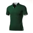 Рубашка-поло мужская с вышивкой, Тонкая блузка с коротким рукавом, воротник-стойка, с надписью, цвет размера плюс Slim, лето