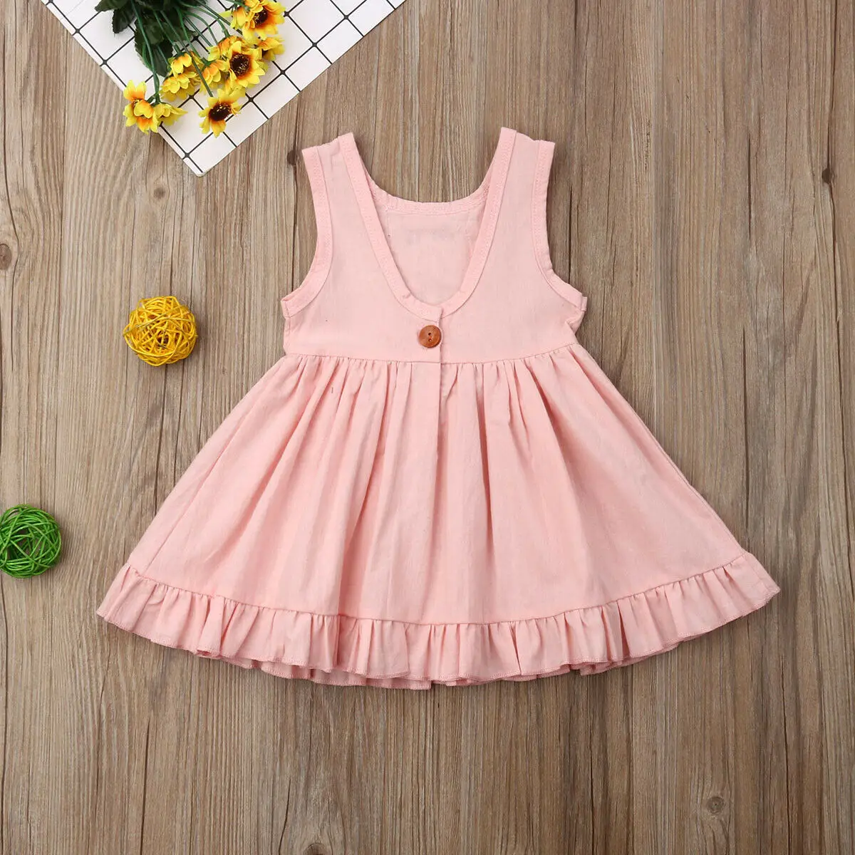 

Summer Cute Toddler Baby Girl Dress Lace Flora Cotton linen Party Dress Sleeveless A-Line Princess Pageant Sundress