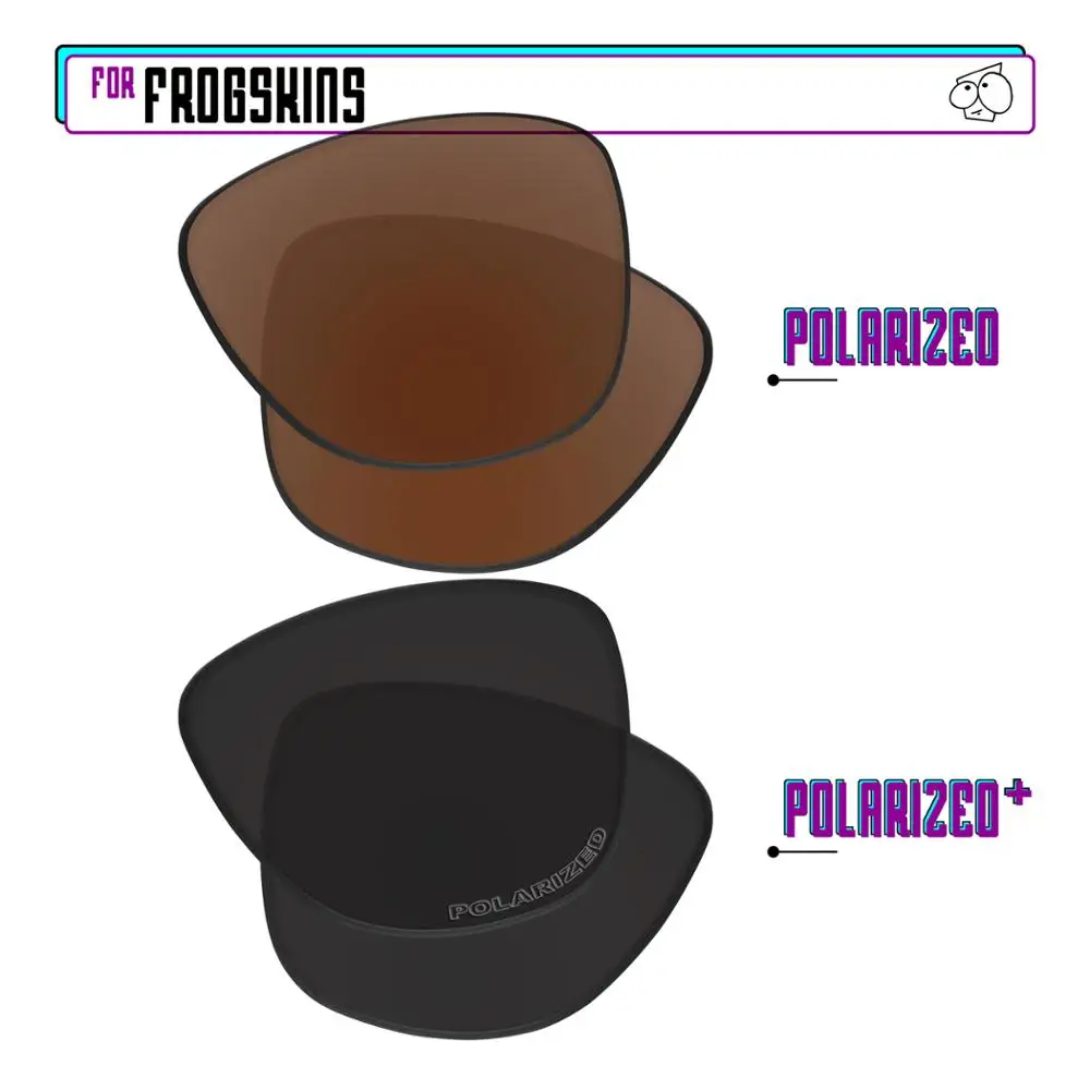 EZReplace Polarized Replacement Lenses for - Oakley Frogskins Sunglasses - Black P Plus-Brown P