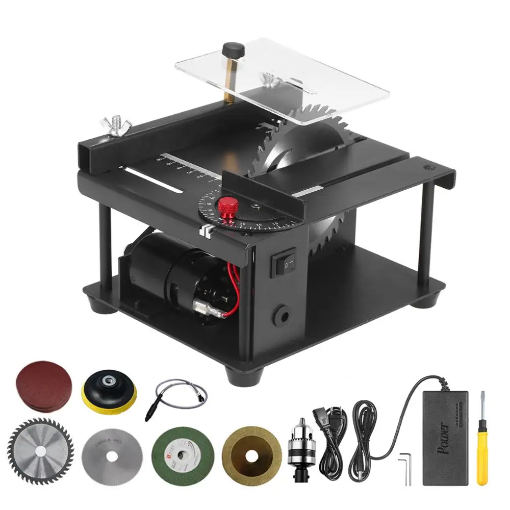

Multifunctional Electric Table Saw Adjustable-Speed Mini Desktop Circular Saw Cutter for Wood Plastic Acrylic Cutting