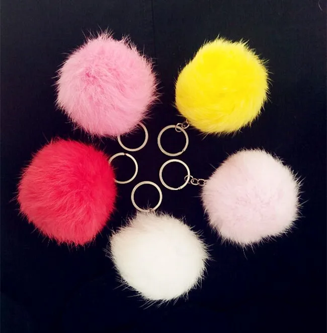 Лидер продаж пушистые шарики из кроличьего меха 8 см 29 цветов брелок черного