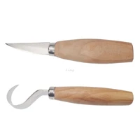 2pcsset stainless steel wood carving cutter woodwork sculptural diy wood handle spoon hook carving knife woodcut art craft tool
