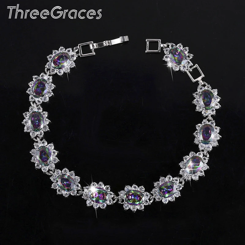 Бренд ThreeGraces горячая Распродажа натуральный мистик радуга кубический цирконий