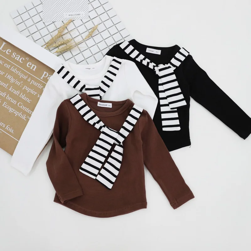 Новинка одежда для маленьких мальчиков и девочек футболки с длинным рукавом