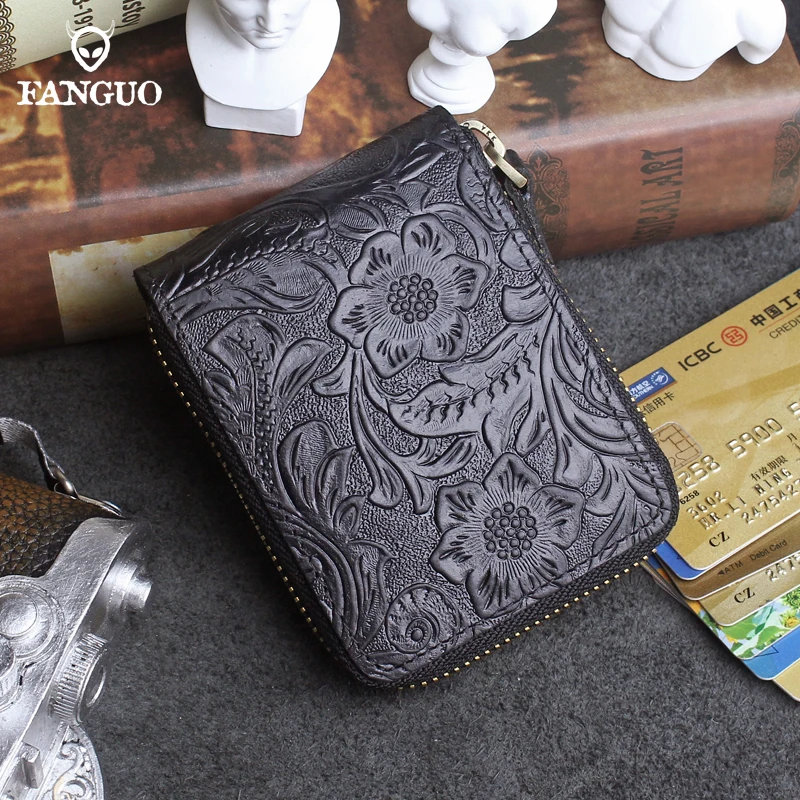 

Classic Unisex Card Holder Genuine Leather Credit Card Case ID Bag For Women Clutch Organizer Wallet With Zipper Men Card Cover