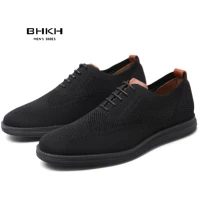 bhkh 2022 summer knitted mesh casual shoes lightweight smart casual shoes breathable office walking footwear men shoes