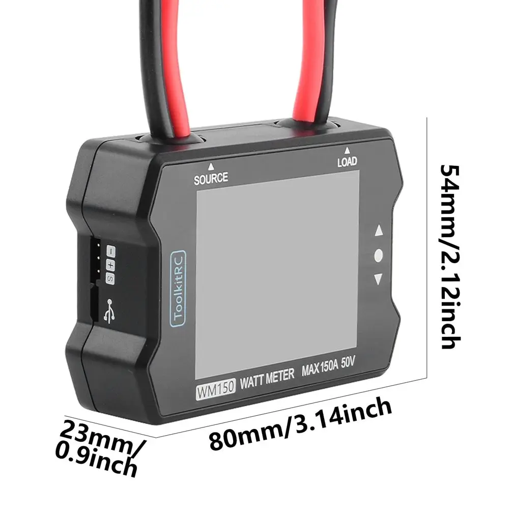 

ToolKitRC WM150 Advanced Watt Meter 1-50v 150A 2.4" TFT Screen Display Power Voltage Current Tester PWM Output For RC Models