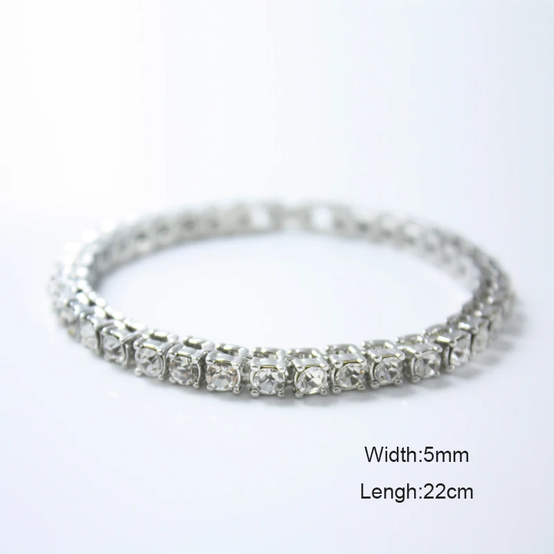 Хип хоп шикарный Iced Out кубический цирконий браслет теннисная цепочка Браслеты