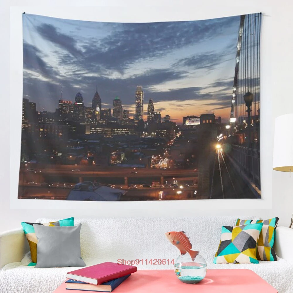 

Philadelphia Skyline At Night tapestry Wall Hanging Tapestry for Home Dorm Fantasy Decor