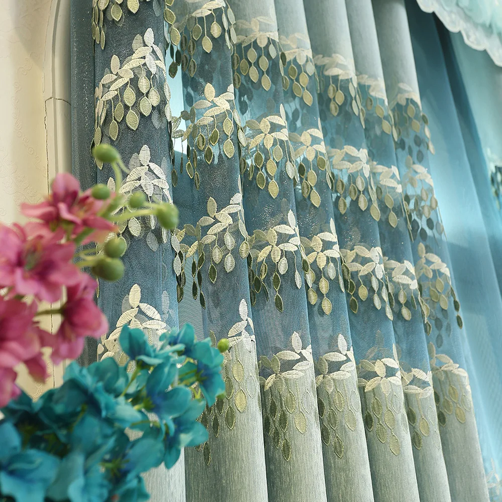 Современные Роскошные Синие затемняющие шторы для гостиной спальни окна