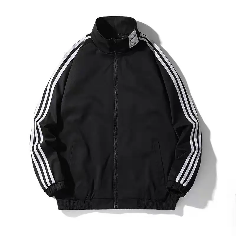 

Fashion Spring Autumn Men's Baseball Coat Long Sleeves Classic Solid Color Stripe Zipper Sweatshirts Sports Jacket Male Outwear